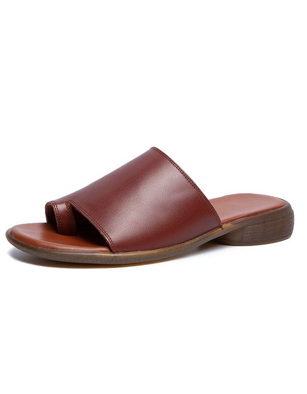 Bekväma Sommarlädertofflor Slip Toe