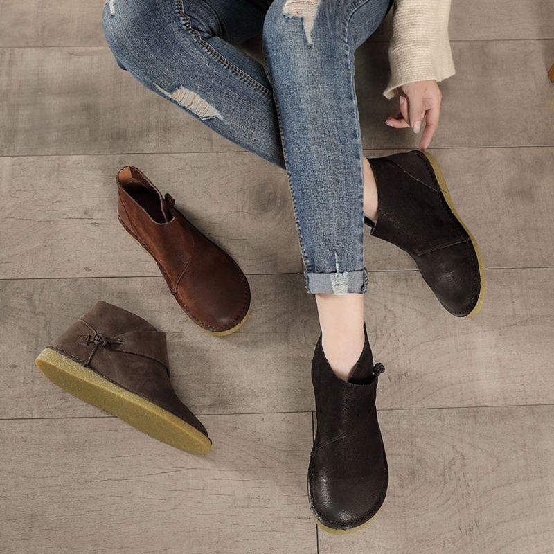 Läder Handgjorda Retro Short Boots | Present Skor