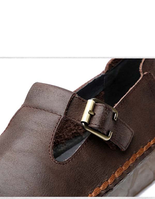 Handgjord Mångsidig Casual Leather Retro Flat Spring