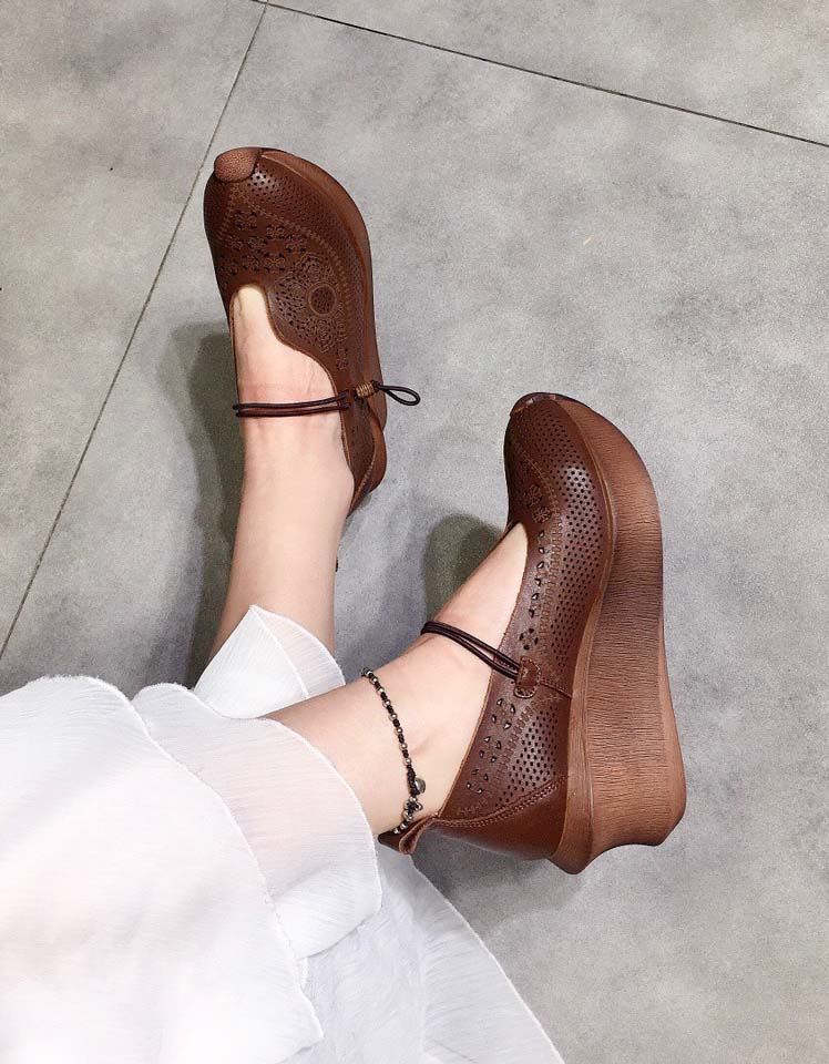Handgjorda Snidade Vintage Eleganta Sandaler
