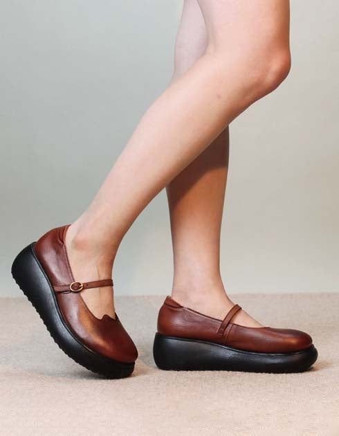Spänne Fram Mary Jane Wedge Shoes